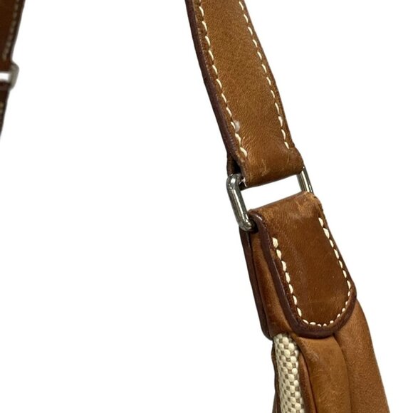 Auth HERMES Gao - Beige Brown Toile H Leather Square E Shoulder Bag - Picture 10 of 16